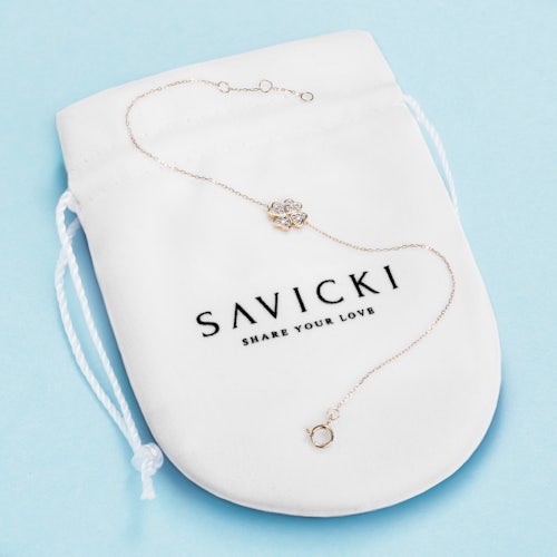 Bransoletka koniczynka Savicki: złota, diamenty